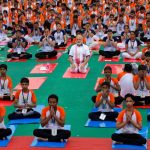 Indian Prime Minister Narendra Modi performs yoga on International Yoga Day in Lucknow